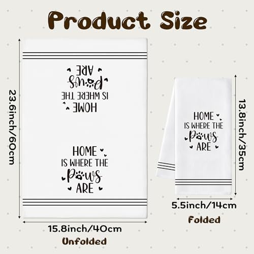 Paws Print Hand Towel, 6 Pack Kitchen Dish Cloths Set Cat Lovers Gift - Image 2