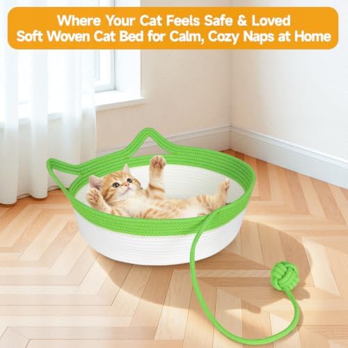 Cotton Rope Cat Bed, Instinct Hand Woven Cat Basket - Image 4