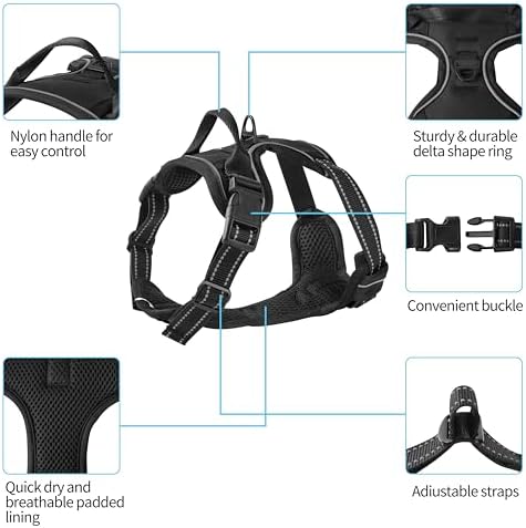 Black Adjustable Reflective No-Pull Dog Harness - Image 2