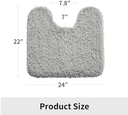 Disolla Toilet Rug 22x24 Gray, Non-Slip Soft Toilet Mat U-Shaped Washable - Image 2