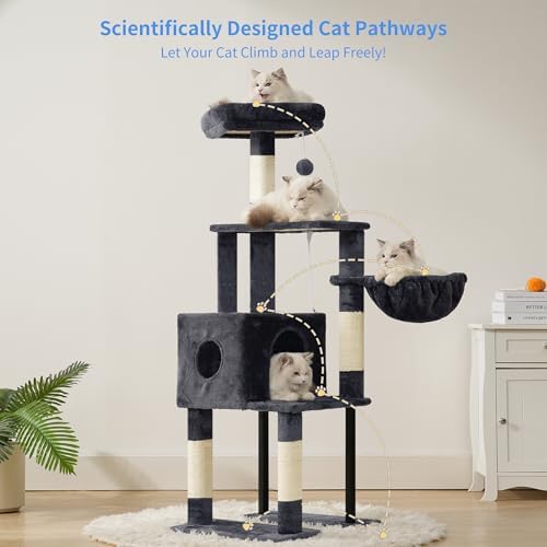 Heybly Cat Tree with Toy, 49.2 inch Cat Tower - Image 2