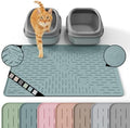 OHMO Large Cat Litter Mat, 31.5x23.6 Silicone Trapping Mat Light Blue by OHMO