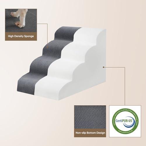 PAWSCRAT 5-Step Pet Stairs for High Beds & Sofas, 22.8''H Dog Stairs - Image 5