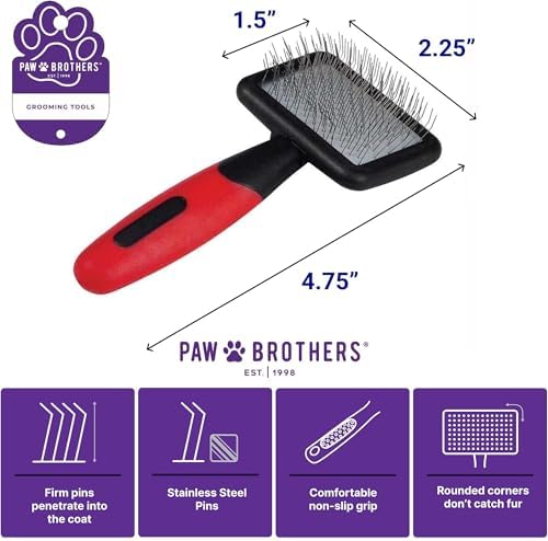 Ryan's Pet Supplies Paw Brothers Mini Pin Tiny Flat Slicker Brush - Image 2