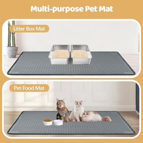 Silicone Cat Litter Mat for Litter Box 40”x40” Large Cat Mat, Dark Grey - Image 7