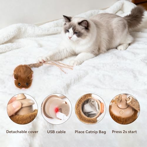 Migipaws Interactive MigiMouse Cat Toy 360° Rolling & Spin - Image 6