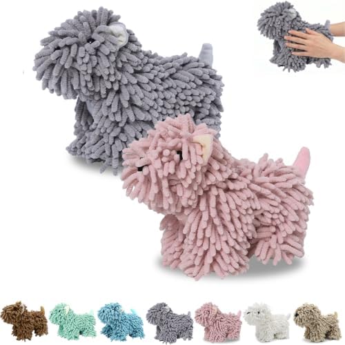 Chenille Dog Hand Towel Fuzzy Ball Dog Towel Animal Hand Towels by FAGOBI