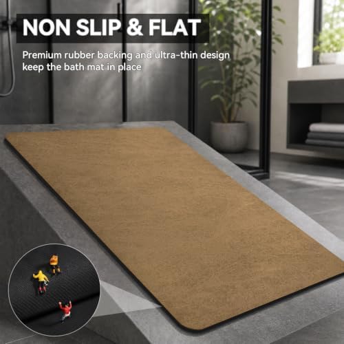 MontVoo -Bath Mat Rug-Rubber Backing Non Slip Quick Dry Absorbent Thin Bathroom - Image 5