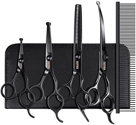 Dog Grooming Scissors Kit with Safety Round Tips by GEMEK