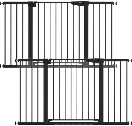 Cumbor 2 Pack 30-54" Baby Gate for Stairs, Auto Close Dog Gate Indoor Black by Cumbor