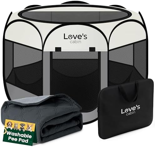Love's cabin Dog Playpen with Washable Pee Pad, Puppy Pet Cat Playpen Small by Lovescabin