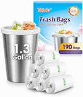 Teivio Small Clear Trash Bags 1.3 Gallon 190 Count Unscented Garbage Bags by Teivio