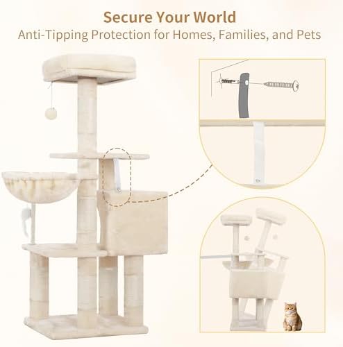 Heybly Cat Tree with Toy, 43.3 inch Cat Tower - Image 6