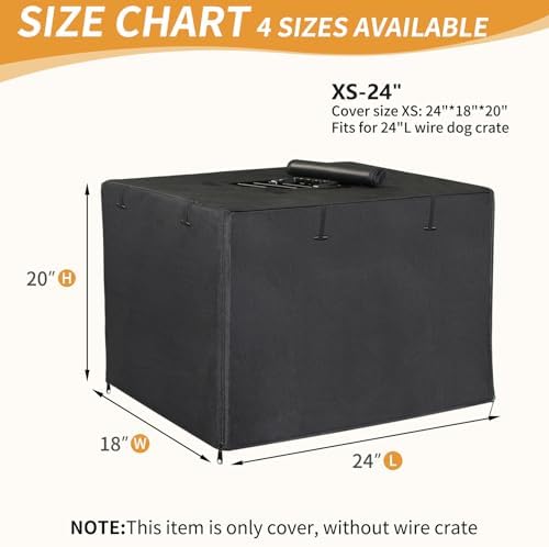 DONORO Dog Crate Cover 24 Inch Waterproof Pet Kennel Cover 600D Heavy Duty Dog - Image 3