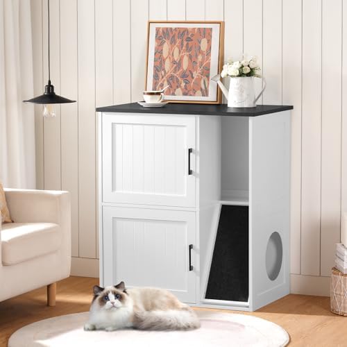 MAHANCRIS Litter Box Enclosure for 2 Cats, Hidden Litter Box Furniture - Image 2