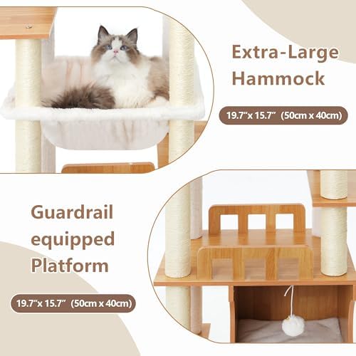 Gitelsnour Modern Cat Tree Tower, 2-Layer Condo & Perch, Big Hammock 102WB - Image 3