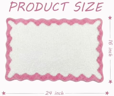 Cute Pink Scalloped Bathroom Mat, Fun Plush Luxury Microfiber Bath Rug - Image 3