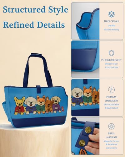 Dog Purse Carrier for Small Dogs, Embroidered Pet Tote - Image 2