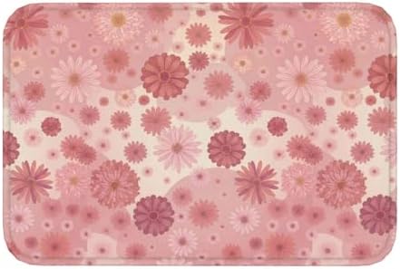 Pink Flowers Bath Mat 24x16 Inch Non-Slip Soft Microfiber Bathroom Rugs by Unknown