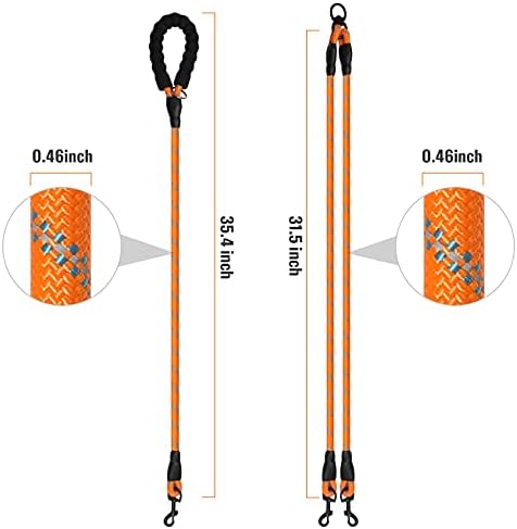 Double Dog Leash Reflective Detachable Coupler &360° Swivel Tangle Free - Image 2