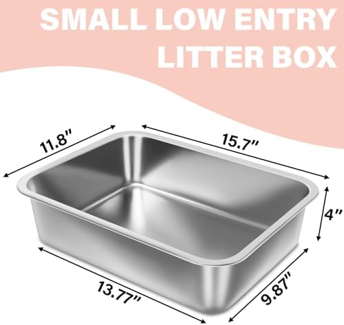 Stainless Steel Litter Box for Kitten, Small Litter Box 2 Pack - Image 5
