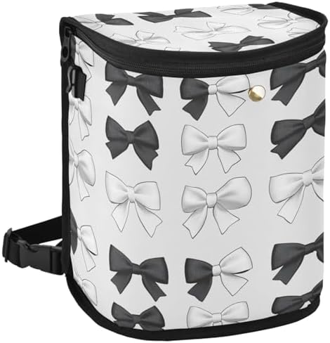 Car Trash Can Black White Bows Car Garbage Bag by Oarencol