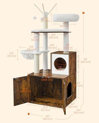 Feandrea Cat Tree with Litter Box Enclosure, 2-in-1 Condo - Image 5