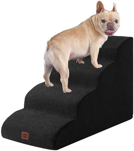 EHEYCIGA Curved Dog Stairs Ramp, 4-Step High Beds, 19.7" H Pet Step by EHEYCIGA