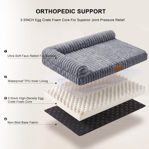 Orthopedic Large Dog Bed Furry Pet Bed, Washable Cover 48''X30'' - Image 6