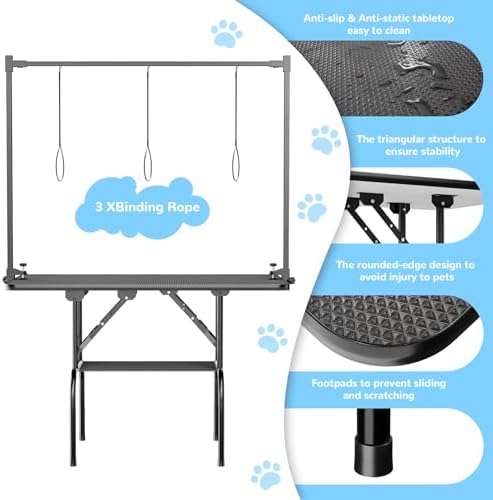 46-Inch Dog Grooming Table for Large Dogs, Foldable Pet Grooming Table - Image 3