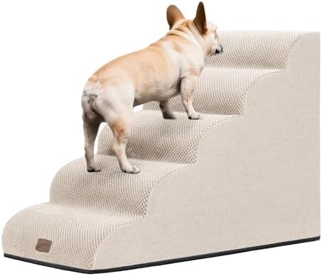 GoGoBunny Ramp Dog Stairs for High Beds 22.6" H, 5-Step Dog Slope Stairs by gogobunny