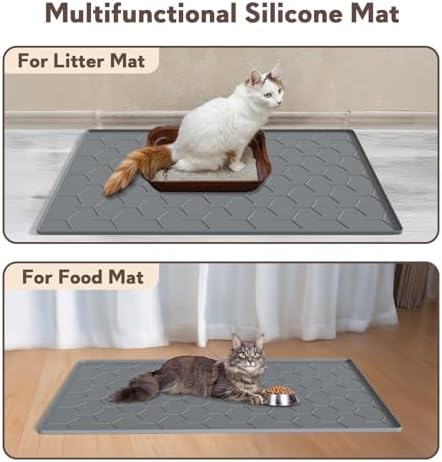 Garoopion Silicone Cat Litter Mat 34×22 inch, Dark Gray - Image 6