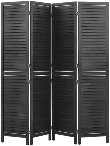 VEVOR Wood Room Divider 4 Panels 67 in Wood Folding Privacy Screen Black | by VEVOR