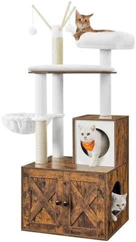 Feandrea Cat Tree with Litter Box Enclosure, 2-in-1 Condo by FeandreabySONGMICSHOME