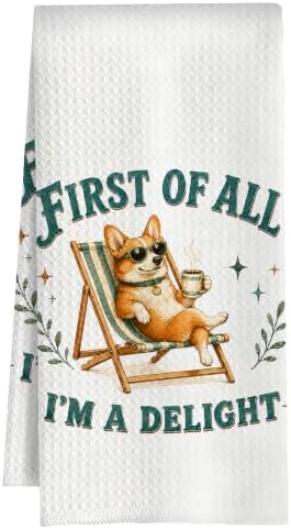 Corgi Kitchen Towel, Cute Dog Hand Towel, Funny Dog Lover Gift by Huastatewolf