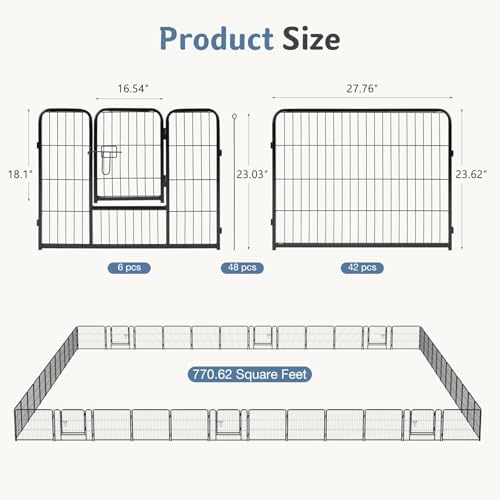 DUMOS Dog Playpen 24 Inch 48 Panels Indoor Outdoor Metal Pet Fence - Image 5