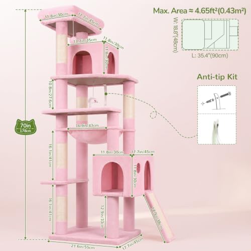 Globlazer F70 Pro Pink Heavy Duty Cat Tree Tower - Image 6