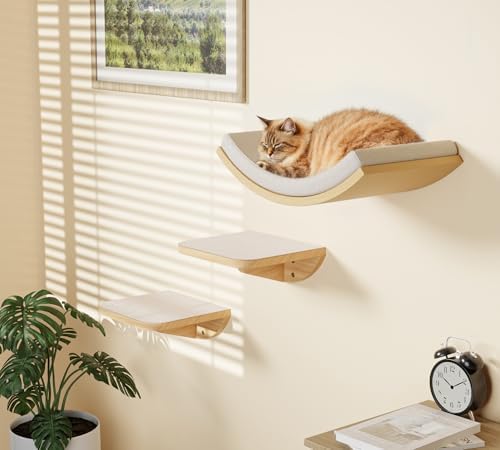 Cat Wall Shelf with Curved Hammock Bed, Wall Mounted Cat Perch - Image 3
