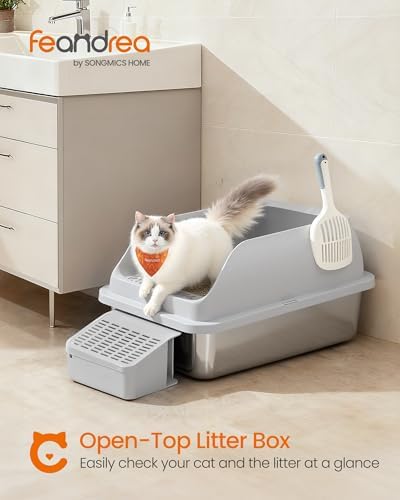 Feandrea 1 Pack Stainless Steel Cat Litter Box, - Image 2