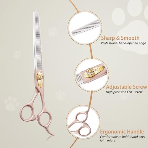 Professional Dog Grooming Scissors Rose Gold 440C Stainless Steel Straight - Image 2