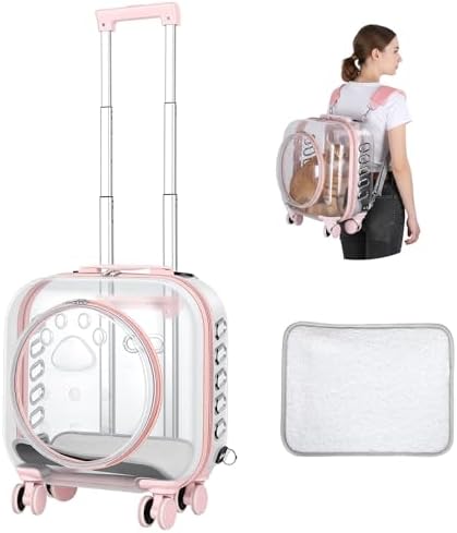 Cat Carrier with Wheels, Rolling Hard Shell Pet Carrier by Fukursul