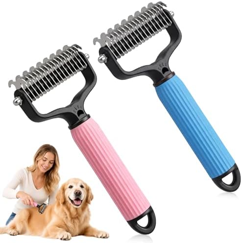 Pet Grooming Brush, Double-Sided Deshedding Dematting Tool by Unknown