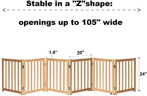 LZRS Wooden Free Standing Dog Gate 120" W x 24" H, Foldable Solid Hardwood Pet - Image 3