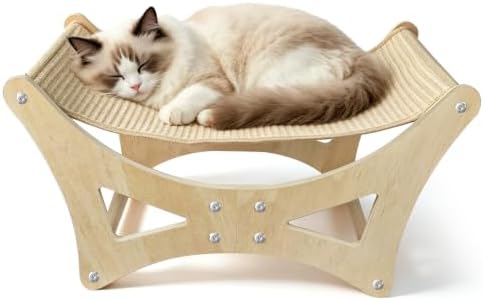 Cat Hammock Bed for Large Cats, Elevated Wooden Bed by Unknown