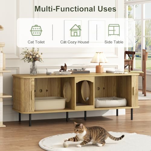 Double Cat Litter Box Enclosure Furniture - Image 4