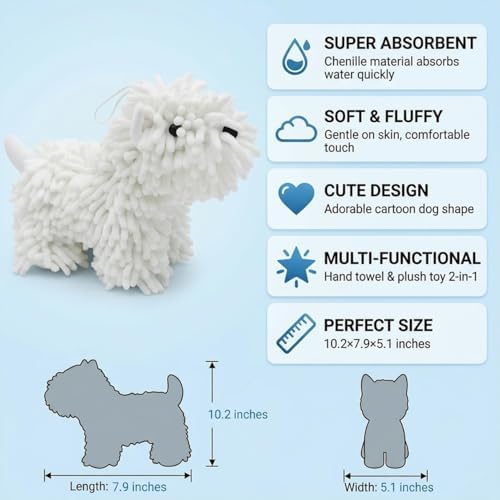 2Pcs Chenille Dog Hand Towel Fuzzy Ball Dog Towel Animal Hand Towels - Image 3
