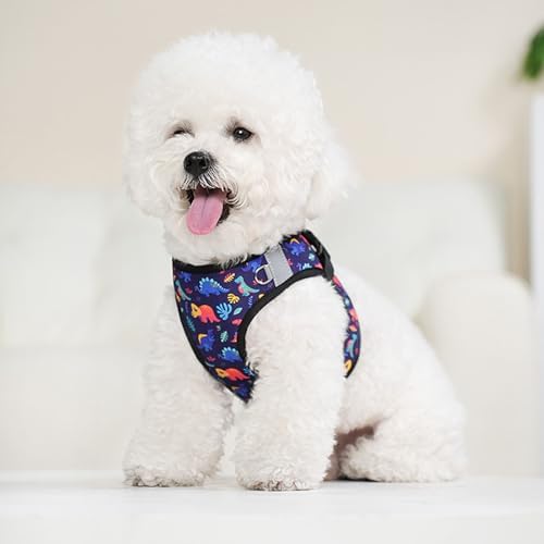 Small Dog Harness Black Dinausor No Pull Step in Harness - Image 7