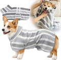 Quick-Dry Dog Bathrobe, Absorbent Striped Pet Towel Coat，Gray：L by Unknown