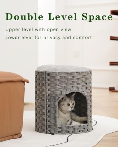 SETVSON Cat House for Indoor Cat, Small Handwoven PE Rattan Cave - Image 2