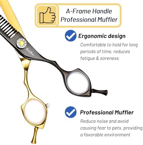 7.5in 25° Curved Dog Grooming Chunker Scissors, 35 Teeth Shears - Image 5